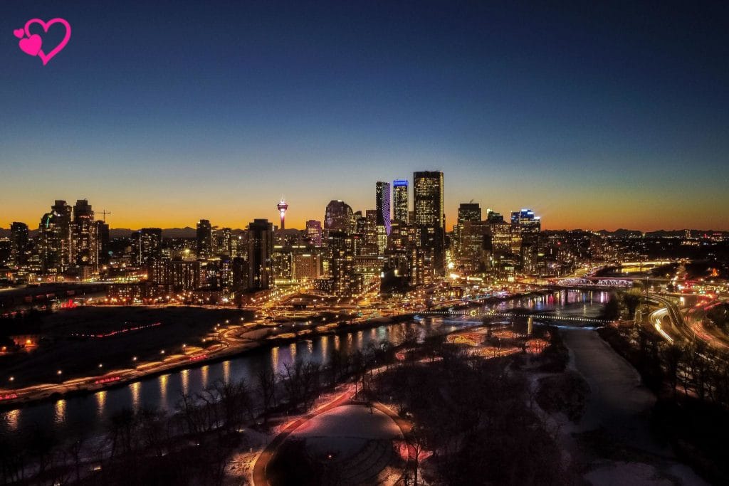 Calgary skyline at Sunset