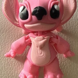 Cute Pink Stitch 3D Printed Articulated Figure – Kawaii Collectible Toy & Gift
